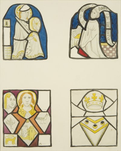 Glas-in-lood in het raam van de Weverskapel in Temple Church door Joseph Manning