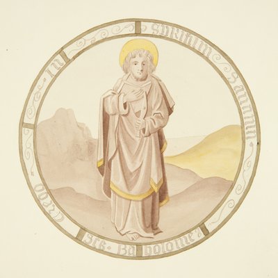 Glas-in-loodraam in de privékapel van het bisschoppelijk paleis: St. Bartholomeus door Joseph Manning