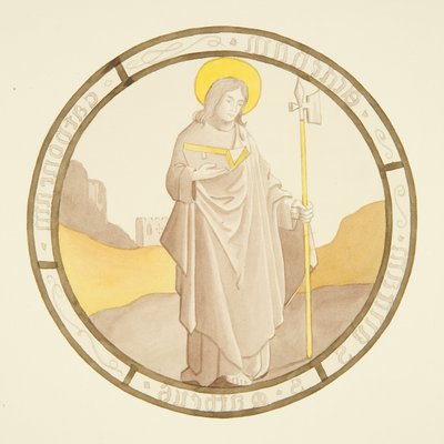 Glas-in-loodraam in de privékapel van het bisschoppelijk paleis: St. Mattheüs door Joseph Manning