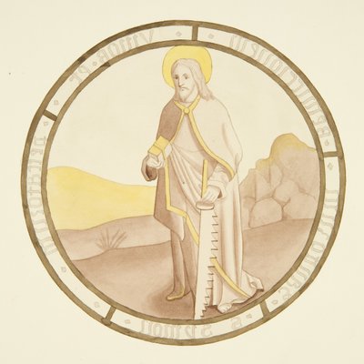 Glas-in-loodraam in de privékapel van het bisschoppelijk paleis: St. Simon door Joseph Manning