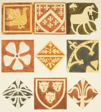 Tegels in de sacristie en verschillende delen van de vloer van de Bristol Cathedral door Joseph Manning