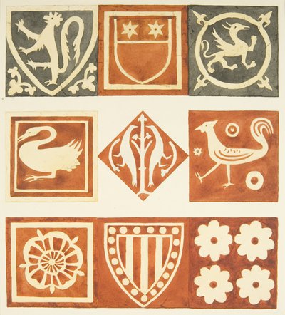 Tegels in de vestry kamer en verschillende delen van de vloer van de kathedraal van Bristol door Joseph Manning