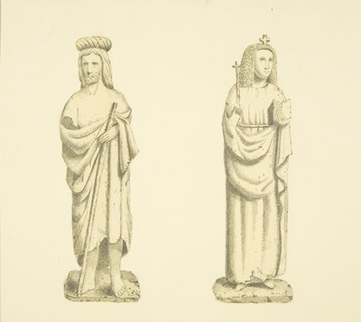Twee figuren in nissen van de Toren van St Mary Redcliffe door Joseph Manning