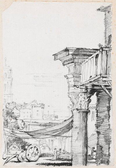 Een balkon in het Romeinse Forum door Joseph Marie Vien