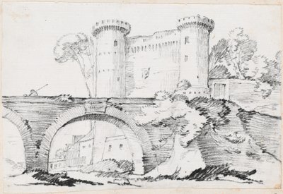 Een Stenen Brug en de Versterkte Ingang van een Stad door Joseph Marie Vien
