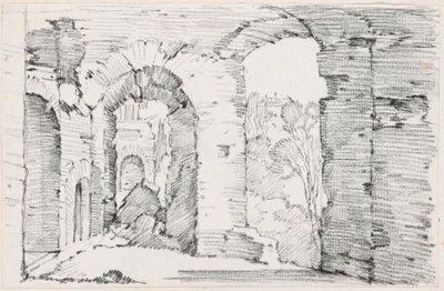 Gebogen doorgangen van een vervallen gebouw door Joseph Marie Vien