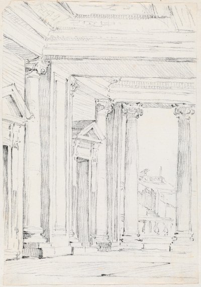 Portiek van het Palazzo Nuovo, op het Campidoglio door Joseph Marie Vien