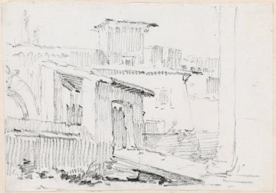 Romeinse gebouwen met een open schuur door Joseph Marie Vien