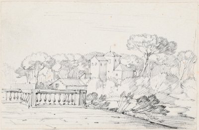Terras bij een Rivier met een Villa en Bomen Verderop door Joseph Marie Vien