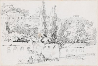 Muren van Rome met Santa Maria del Popolo in de Verte door Joseph Marie Vien