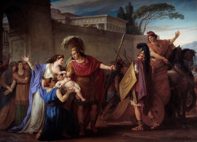 Hector en Andromache afscheid door Joseph Marie, the Elder Vien