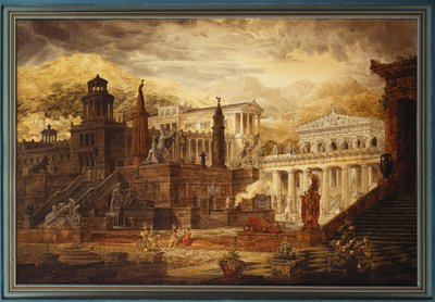 Een reconstructie van Sparta: de Perzische veranda en plaats van overleg van de Lacedemoniërs door Joseph Michael Gandy
