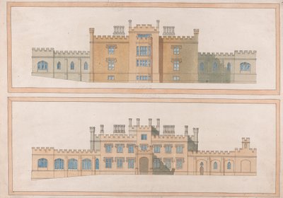 Ontwerp voor een Tudoresk Landhuis door Joseph Michael Gandy