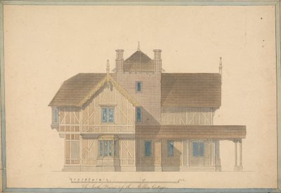 Het Huisje van de Molenaar bij Chatsworth: Zuidelijke Vooraanzicht door Joseph Michael Gandy