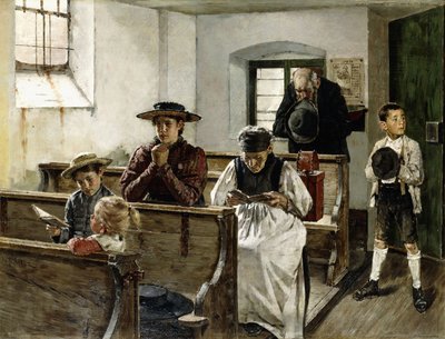 Een familie in gebed door Joseph Molitor Von Muhlfeld