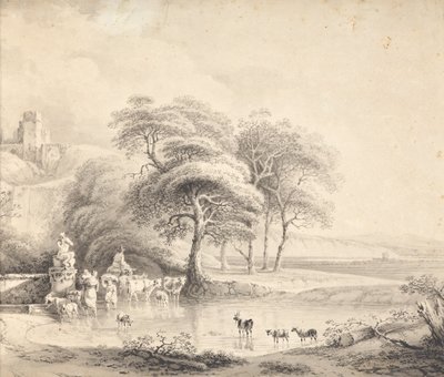 Landschap met doorwaadbare plaats door Joseph Mössmer