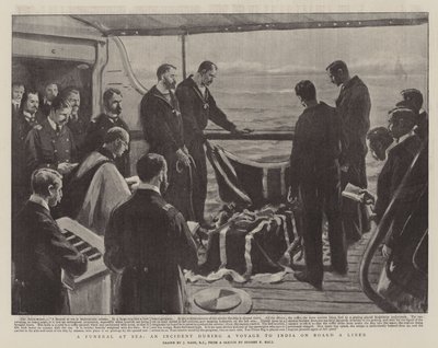 Een begrafenis op zee, een incident tijdens een reis naar India aan boord van een lijnschip door Joseph Nash