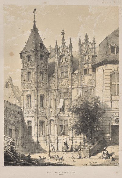 Architectuur van de Middeleeuwen: Hotel Bourgtheroulde, Rouen door Joseph Nash