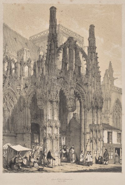 Architectuur van de Middeleeuwen: Louviers, Normandië, Zuidportaal door Joseph Nash