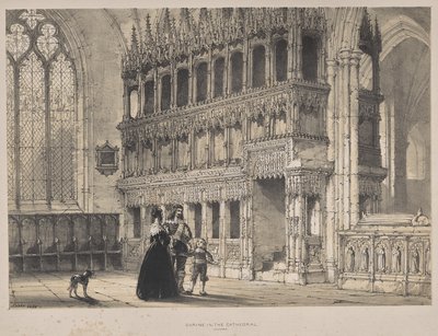 Architectuur van de Middeleeuwen: Heiligdom van St. Fridswode, Kathedraal, Oxford door Joseph Nash