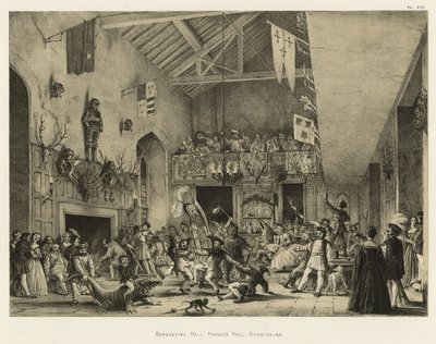 Banketzaal, Haddon Hall, Derbyshire door Joseph Nash