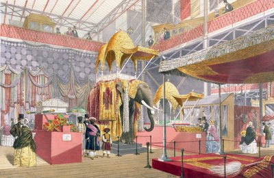 Crystal Palace, de Indiase Hof, uitgegeven door Dickinson Bros. (gekleurde litho) door Joseph Nash
