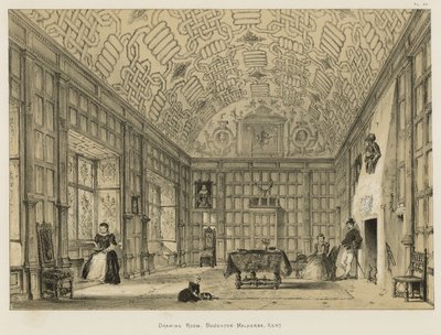 Salon, Boughton-Malherbe, Kent door Joseph Nash