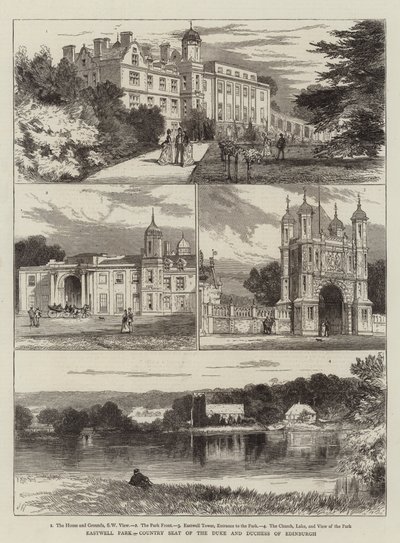 Eastwell Park, Landgoed van de Hertog en Hertogin van Edinburgh door Joseph Nash