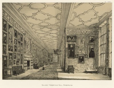 Galerij, Hardwicke Hall, Derbyshire door Joseph Nash