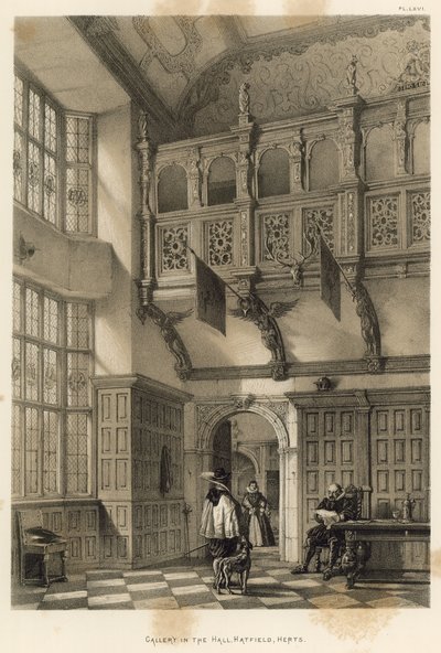 Galerij in de Hal, Hatfield, Herts door Joseph Nash
