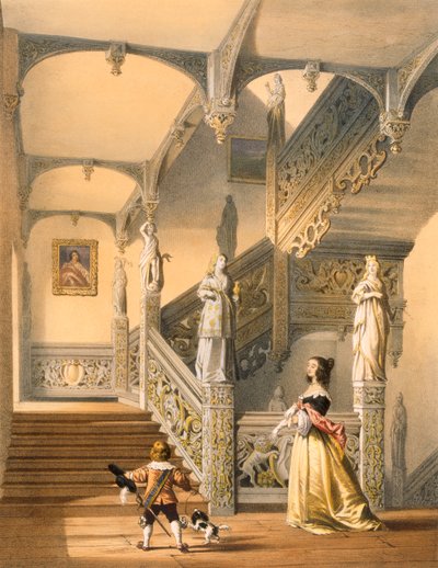 Grote Elizabethaanse trap, Aldermaston, Berkshire door Joseph Nash
