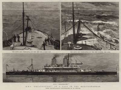 HMS Dreadnought in een Storm in de Middellandse Zee door Joseph Nash