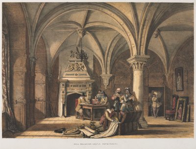 Hal, Bolsover Kasteel, Derbyshire door Joseph Nash