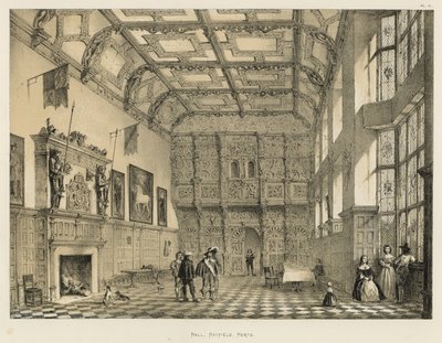 Hall, Hatfield, Herts door Joseph Nash