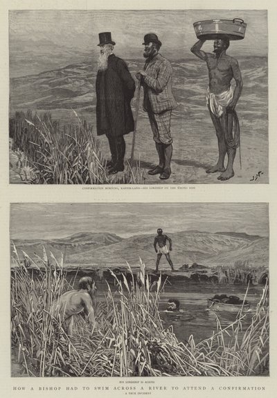 Hoe een bisschop een rivier moest overzwemmen om een vormsel bij te wonen door Joseph Nash