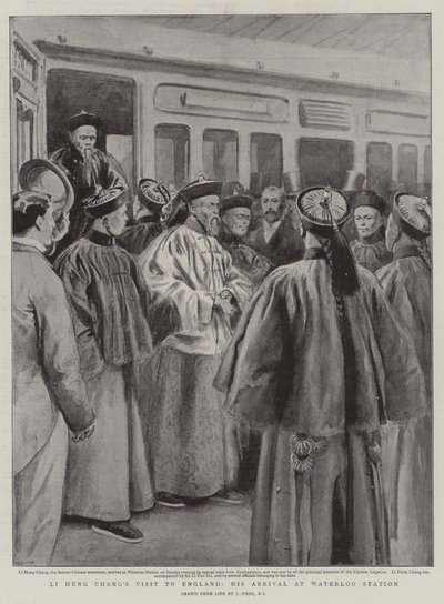 Bezoek van Li Hung Chang aan Engeland, zijn aankomst op Waterloo Station door Joseph Nash