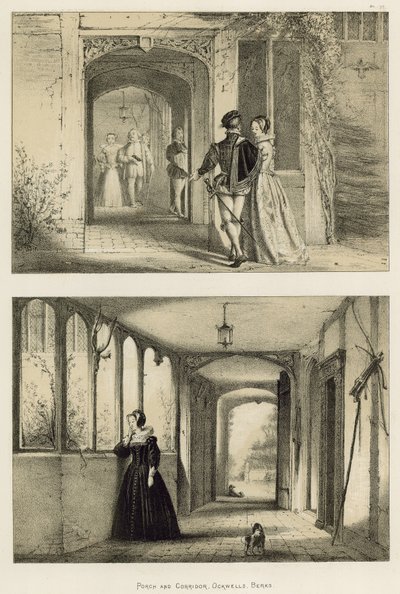 Portiek en Gang, Ockwells, Berks door Joseph Nash