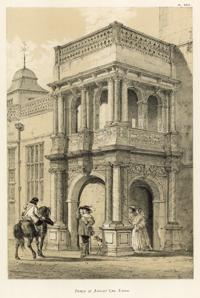 Portiek bij Audley End, Essex door Joseph Nash