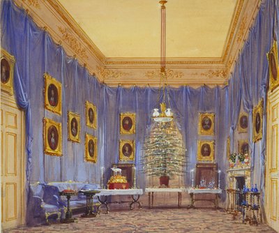 Kerstboom van Koningin Victoria, Windsor Castle, 1845 door Joseph Nash
