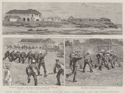 Schijngevecht in Jamaica tussen Mannen van HMS Forward en de Politie door Joseph Nash