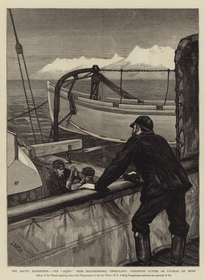 De Arctische Expeditie, de Alert nabij Holsteinborg, Groenland, Achtersteven Cutter of IJsboot op Skids door Joseph Nash