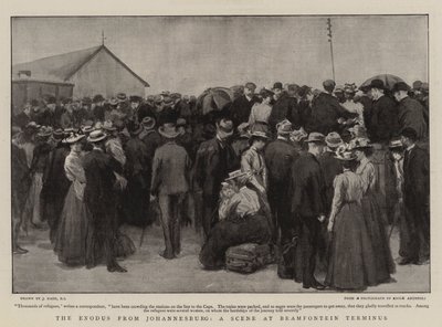 De Exodus uit Johannesburg, een scène bij Bramfontein Terminus door Joseph Nash