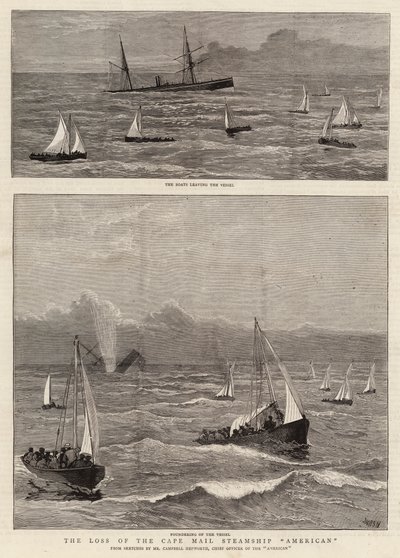 Het verlies van het Kaapse poststoomschip American door Joseph Nash