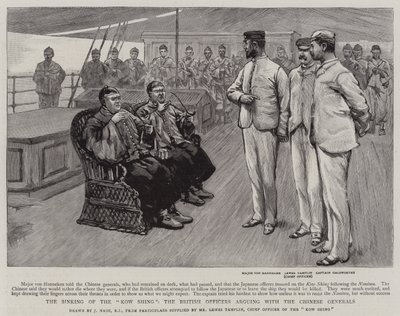 Het zinken van de Kow Shing, de Britse Officieren ruziën met de Chinese Generaals door Joseph Nash