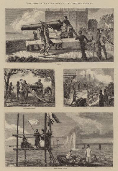 De vrijwillige artillerie bij Shoeburyness door Joseph Nash