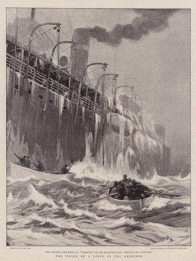 Het wrak van een lijnschip in de Hebriden door Joseph Nash