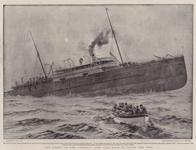 Het wrak van de Stella, de laatste boot die het schip verlaat door Joseph Nash