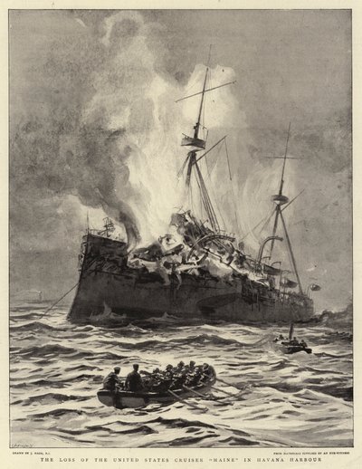 Het verlies van de Amerikaanse kruiser Maine in de haven van Havana door Joseph Nash
