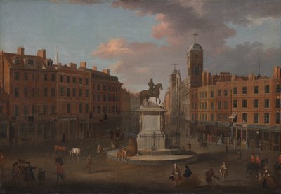 Charing Cross, met het Standbeeld van Koning Karel I en Northumberland House door Joseph Nickolls