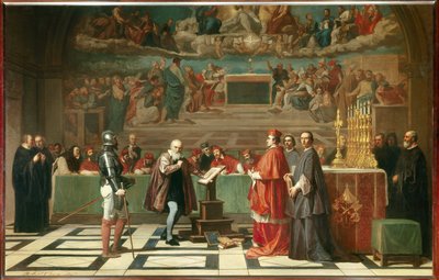 Galileo Galilei voor de Heilige Officie in het Vaticaan door Joseph Nicolas Robert Fleury
